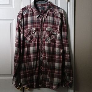 BKE Athletic Fit plaid maroon gray super soft long sleeve shirt  Sz XXL NWOT